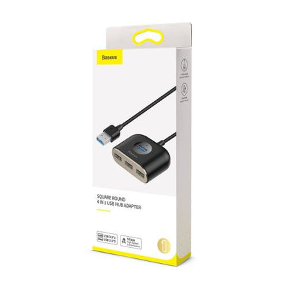 Baseus HUB Square round 4in1 USB adapteris USB3.0*1 + USB2.0*3 1m (CAHUB-AY01), juoda spalva