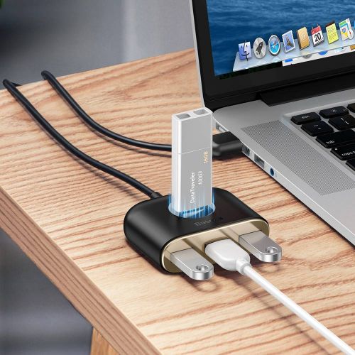 Baseus HUB Square round 4in1 USB adapteris USB3.0*1 + USB2.0*3 1m (CAHUB-AY01), juoda spalva