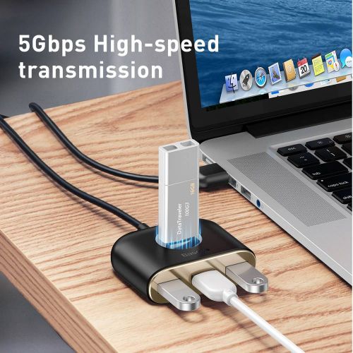 Baseus HUB Square round 4in1 USB adapteris USB3.0*1 + USB2.0*3 1m (CAHUB-AY01), juoda spalva