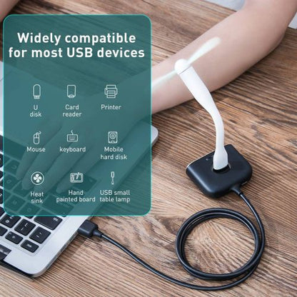 Baseus HUB Square round 4in1 USB adapteris USB3.0*1 + USB2.0*3 1m (CAHUB-AY01), juoda spalva
