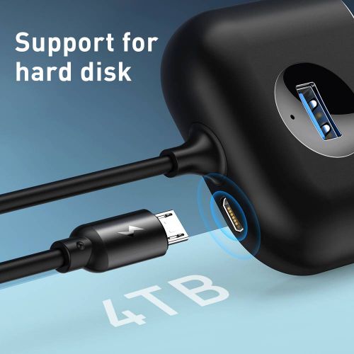 Baseus HUB Square round 4in1 USB adapteris USB3.0*1 + USB2.0*3 1m (CAHUB-AY01), juoda spalva