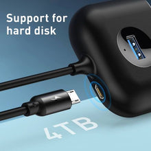 Baseus HUB Square round 4in1 USB adapteris USB3.0*1 + USB2.0*3 1m (CAHUB-AY01), juoda spalva