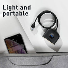 Baseus HUB Square round 4in1 USB adapteris USB3.0*1 + USB2.0*3 1m (CAHUB-AY01), juoda spalva