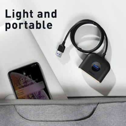 Baseus HUB Square round 4in1 USB adapteris USB3.0*1 + USB2.0*3 1m (CAHUB-AY01), juoda spalva