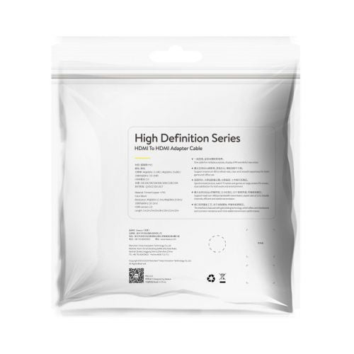 Baseus Video laidas High definition Series HDMI To HDMI 4K 60 Hz, 3D HDR, 18 Gbps, 1m (CAKGQ-A01), juoda spalva
