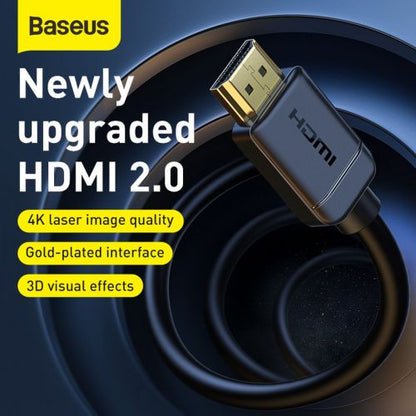 Baseus Video laidas High definition Series HDMI To HDMI 4K 60 Hz, 3D HDR, 18 Gbps, 1m (CAKGQ-A01), juoda spalva
