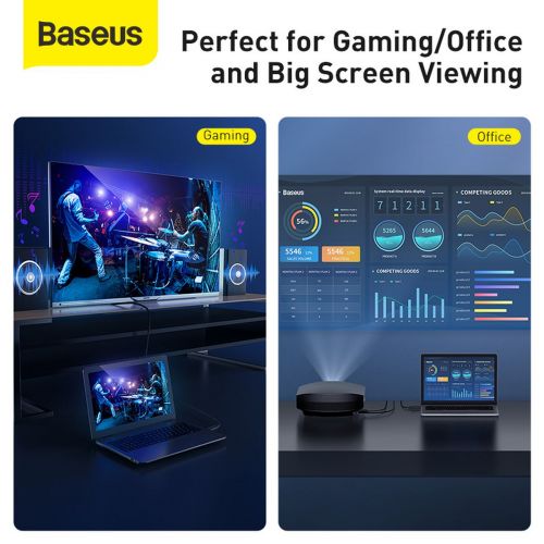 Baseus Video laidas High definition Series HDMI To HDMI 4K 60 Hz, 3D HDR, 18 Gbps, 1m (CAKGQ-A01), juoda spalva