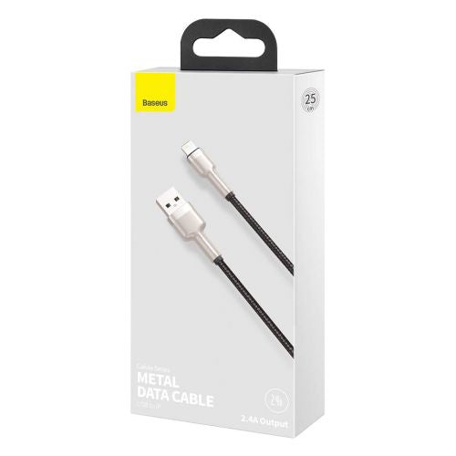 Baseus Lightning Cafule Series Metal duomenų laidas 2.4A 0.25m, juoda spalva