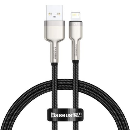Baseus Lightning Cafule Series Metal duomenų laidas 2.4A 0.25m, juoda spalva