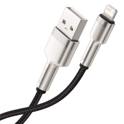 Baseus Lightning Cafule Series Metal duomenų laidas 2.4A 0.25m, juoda spalva
