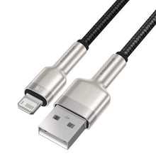 Baseus Lightning Cafule Series Metal duomenų laidas 2.4A 0.25m, juoda spalva