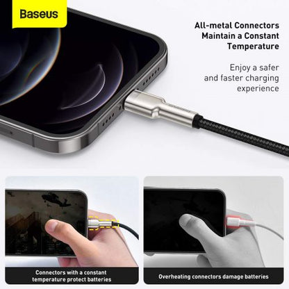 Baseus Lightning Cafule Series Metal duomenų laidas 2.4A 0.25m, juoda spalva