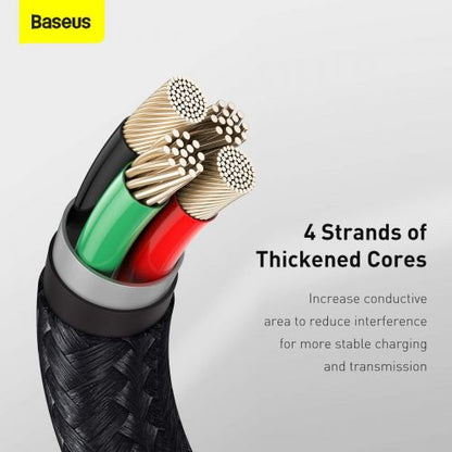 Baseus Lightning Cafule Series Metal duomenų laidas 2.4A 0.25m, juoda spalva