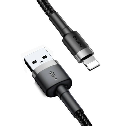 Baseus Lightning Cafule laidas 2.4A 0.5m + (CALKLF-AG1), juoda / pilka spalva