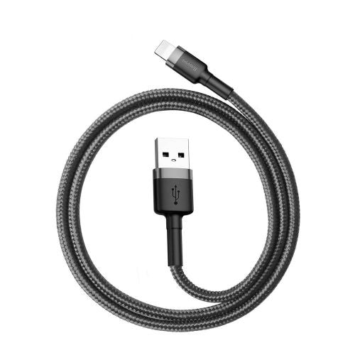 Baseus Lightning Cafule laidas 2.4A 0.5m + (CALKLF-AG1), juoda / pilka spalva
