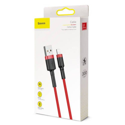 Baseus Lightning Cafule laidas 2A, 3m / (CALKLF-R09), juoda / raudona spalva