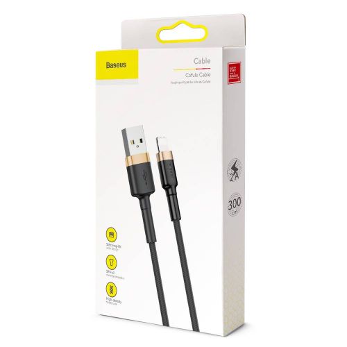 Baseus Lightning Cafule laidas 2A, 3m / (CALKLF-RV1), juoda / auksinė spalva