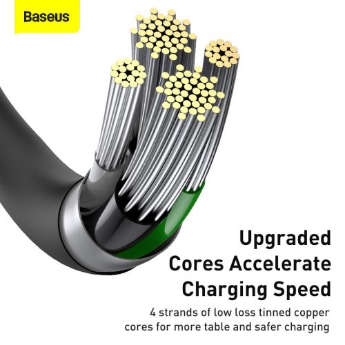 Baseus Lightning Superior Series laidas, greitasis įkrovimas, Data 2.4A, 1m (CALYS-A01), juoda spalva