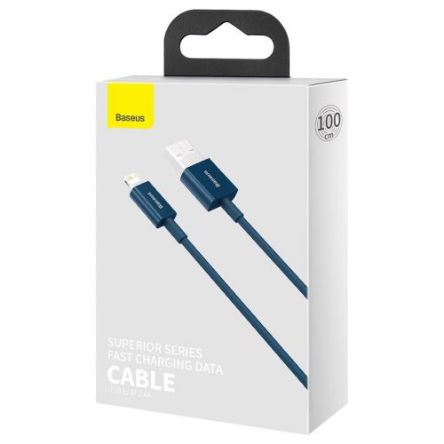 Baseus Lightning Superior Series laidas, greitasis įkrovimas, Data 2.4A, 1m (CALYS-A03), mėlyna spalva