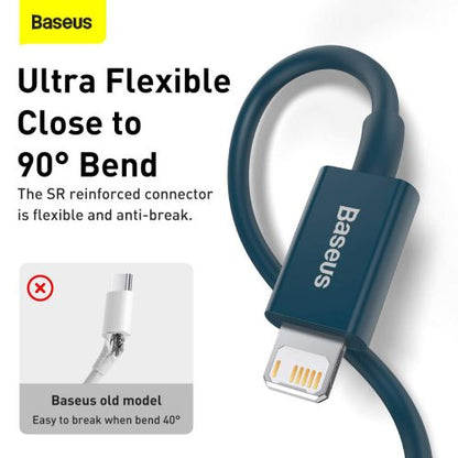Baseus Lightning Superior Series laidas, greitasis įkrovimas, Data 2.4A, 1m (CALYS-A03), mėlyna spalva