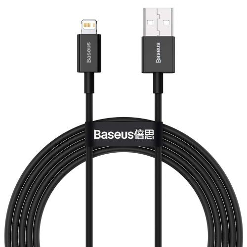 Baseus Lightning Superior Series laidas, greitasis įkrovimas, Data 2.4A, 2m (CALYS-C01), juoda spalva