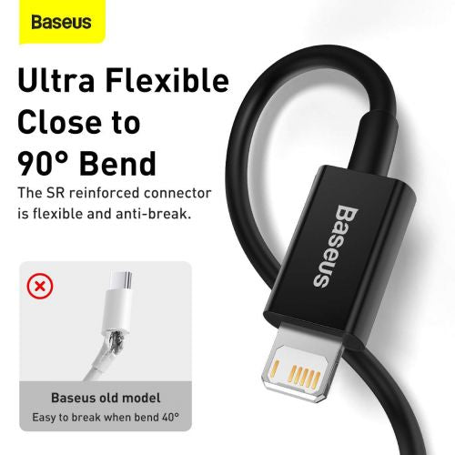 Baseus Lightning Superior Series laidas, greitasis įkrovimas, Data 2.4A, 2m (CALYS-C01), juoda spalva