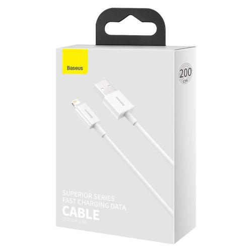 Baseus Lightning Superior Series laidas, greitasis įkrovimas, Data 2.4A, 2m (CALYS-C02), balta spalva