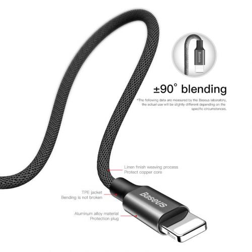 Baseus Lightning Yiven Apple laidas 2A 1.8m (CALYW-A01), juoda spalva