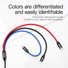 Baseus laidas Three Primary Colors šviestuvas/Type-C/Micro Nylon Braid 3.5A 1.2m (CAMLT-BSY01), juoda spalva