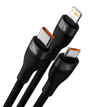 Baseus Universal Flash Series 3-in-1 greitasis įkrovimas duomenų laidas (USB-A į Micro + Lightning + Type-C) 100 W, 1.2m