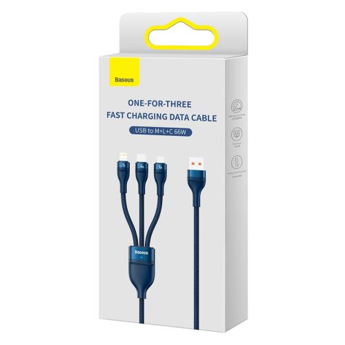 Baseus Universal laidas Flash Series II 3-in-1 greitasis įkrovimas duomenų laidas (USB-A į Micro + Lightning + Type-C) 66 W