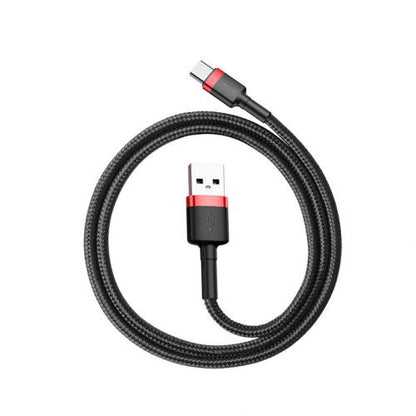 Baseus Type-C Cafule laidas 3A 0.5m + (CATKLF-A91), juoda / raudona spalva