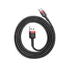 Baseus Type-C Cafule laidas 3A 1m + (CATKLF-B91), juoda / raudona spalva