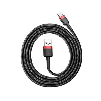 Baseus Type-C Cafule laidas 3A 1m + (CATKLF-B91), juoda / raudona spalva