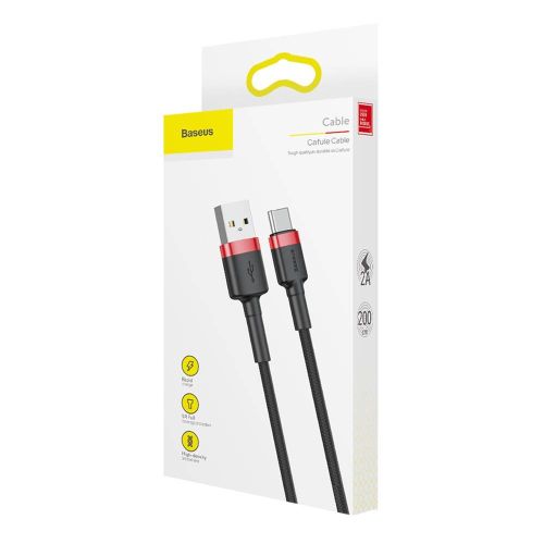 Baseus Type-C Cafule laidas 2A, 3m, / (CATKLF-U91), juoda / raudona spalva