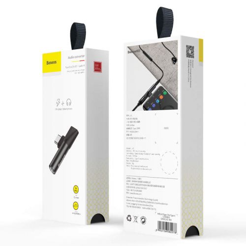 Baseus keitiklis L41 Type-C (input) skirtas Type-C + 3.5 mm connector (CATL41-01), juoda spalva