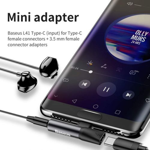Baseus keitiklis L41 Type-C (input) skirtas Type-C + 3.5 mm connector (CATL41-01), juoda spalva
