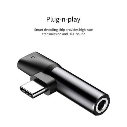 Baseus keitiklis L41 Type-C (input) skirtas Type-C + 3.5 mm connector (CATL41-01), juoda spalva