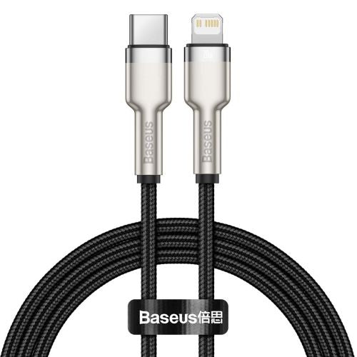 Baseus Type-C - Lightning Cafule Series Metal duomenų laidas PD 20 W 1m (CATLJK-A01), juoda spalva