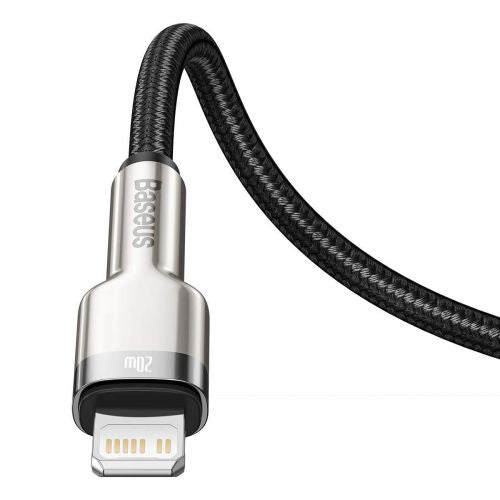 Baseus Type-C - Lightning Cafule Series Metal duomenų laidas PD 20 W 1m (CATLJK-A01), juoda spalva