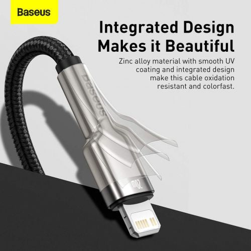 Baseus Type-C - Lightning Cafule Series Metal duomenų laidas PD 20 W 1m (CATLJK-A01), juoda spalva