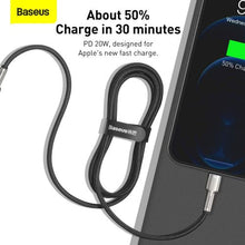 Baseus Type-C - Lightning Cafule Series Metal duomenų laidas PD 20 W 1m (CATLJK-A01), juoda spalva