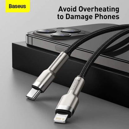 Baseus Type-C - Lightning Cafule Series Metal duomenų laidas PD 20 W 1m (CATLJK-A01), juoda spalva