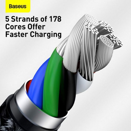 Baseus Type-C - Lightning Cafule Series Metal duomenų laidas PD 20 W 1m (CATLJK-A01), juoda spalva