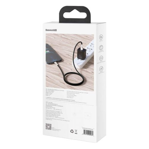 Baseus Type-C - Lightning Cafule Series Metal duomenų laidas PD 20 W 1m (CATLJK-A01), juoda spalva