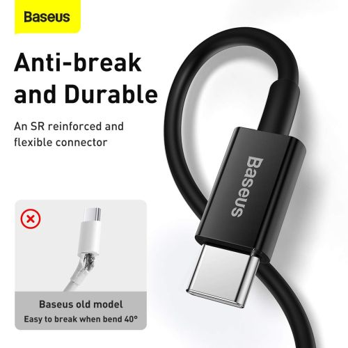 Baseus Type-C - Lightning Superior Series greitasis įkrovimas duomenų laidas, PD 20 W, 1m, (CATLYS-A01), juoda spalva