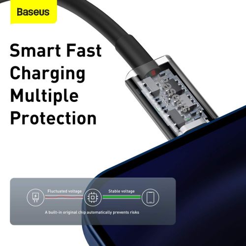Baseus Type-C - Lightning Superior Series greitasis įkrovimas duomenų laidas, PD 20 W, 1m, (CATLYS-A01), juoda spalva