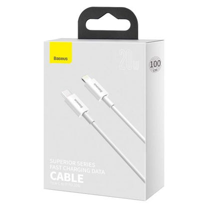 Baseus Type-C - Lightning Superior Series greitasis įkrovimas duomenų laidas PD 20 W 1m (CATLYS-A02), balta spalva