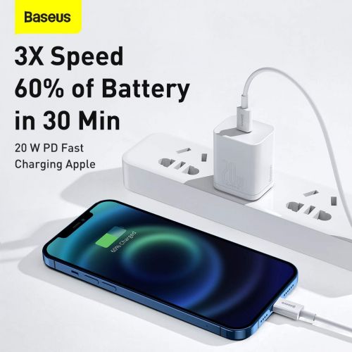 Baseus Type-C - Lightning Superior Series greitasis įkrovimas duomenų laidas PD 20 W 1m (CATLYS-A02), balta spalva