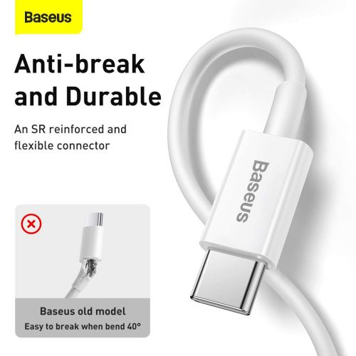 Baseus Type-C - Lightning Superior Series greitasis įkrovimas duomenų laidas PD 20 W 1m (CATLYS-A02), balta spalva